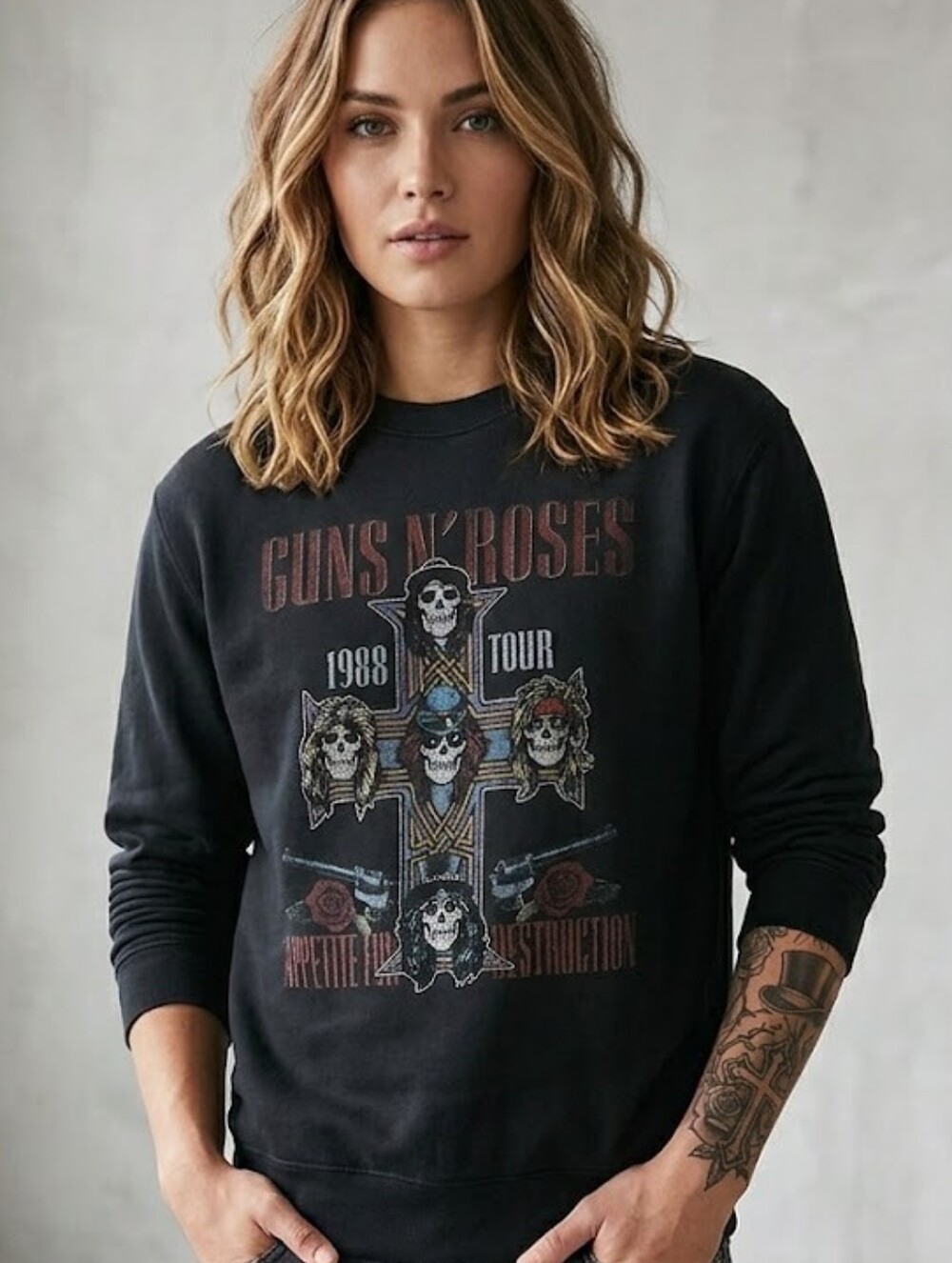 Guns N' Roses 1988 Tour Crewneck Sweatshirt Small